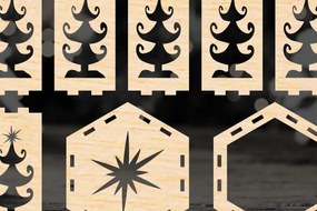 Σετ των 2 Intra απο ξύλο plywood 3mm-4mm πάχος κοπής με λέιζερ Χριστουγεννιάτικο 3D Lantern Δίασταση 15x15 cm INTRAFABR-51809891