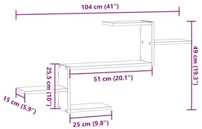 Ράφι Τοίχου Γκρι Σκυροδέματος 104x15x49 εκ. από Επεξ. Ξύλο - Γκρι