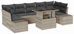 vidaXL Σετ Καναπέ Κήπου με μαξιλάρι 8 pcs Ανοιχτό Γκρι και Σκούρο Γκρι