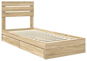 vidaXL Κρεβάτι Αποθήκης Δρύς Sonoma 75 x 190 cm Επεξεργασμένο ξύλο