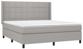 vidaXL Κρεβάτι Boxspring με Στρώμα &amp; LED Αν.Γκρι 180x200εκ. Υφασμάτινο
