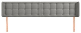 Κεφαλάρι με Πτερύγια Ανοιχτό Γκρι 163x16x78/88 εκ. Βελούδινο - Γκρι