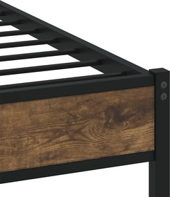 vidaXL Σκελετός Κρεβατιού Χωρ. Στρώμα +Κεφαλάρι Καπνιστή Δρυς