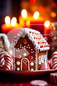 Intra Συλλεκτικό Ξύλινο Παζλ Plywood 4mm - Gingerbread House με κεριά και ζαχαρωτά καλάμια Σε Ξύλινο Κουτί - Διαστάσεις: 10x10 cm – 25 κομμάτια