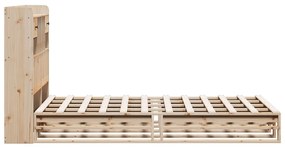 Κρεβάτι Βιβλιοθήκη Χωρίς Στρώμα 120x200 εκ Μασίφ Ξύλο Πεύκο - Καφέ