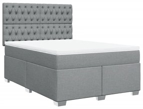 Κρεβάτι Boxspring με Στρώμα Ανοιχτό Γκρι 140x200 εκ. Υφασμάτινο - Γκρι