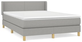 Κρεβάτι Boxspring με Στρώμα Ανοιχτό Γκρι 140x200 εκ. Υφασμάτινο - Γκρι