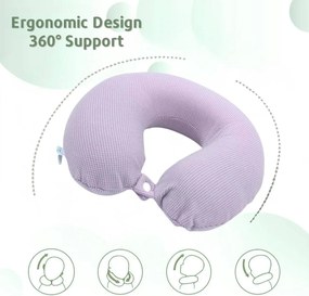 Μαξιλαράκι Ταξιδίου Memory Foam Σχήμα Πέταλο - Μωβ