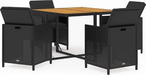 vidaXL Σετ Τραπεζαρίας Κήπου 5 Τεμαχίων Μαύρο Συνθ. Ρατάν με Μαξιλάρια
