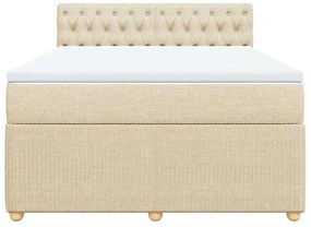 vidaXL Κρεβάτι Boxspring με Στρώμα Κρεμ 160x200 εκ. Υφασμάτινο