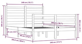 vidaXL Πλαίσιο Κρεβατιού 140 x 200 εκ. από Μασίφ Ξύλο Πεύκου