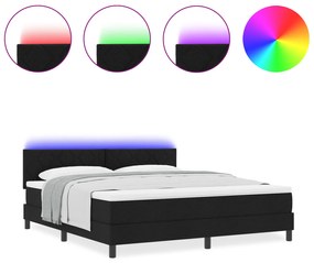 vidaXL Κρεβάτι με Στρώμα & LED Μαύρο 180x200 cm Ύφασμα
