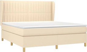 vidaXL Κρεβάτι Boxspring με Στρώμα Κρεμ 180x200 εκ. Υφασμάτινο