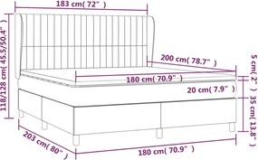 vidaXL Κρεβάτι Boxspring με Στρώμα Ανοιχτό Γκρι 180x200 εκ. Υφασμάτινο