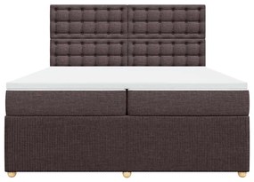 vidaXL Κρεβάτι Boxspring με Στρώμα Σκούρο Καφέ 200x200 εκ. Υφασμάτινο