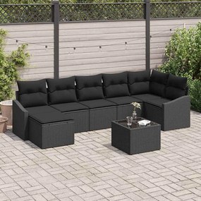 vidaXL Σετ Καναπέ Κήπου 8 pcs Μαύρο Πολυ ράταν