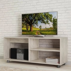 Έπιπλο τηλεόρασης Sabrina Megapap από μελαμίνη χρώμα λευκό γκρι 120x40x47εκ.