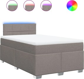 vidaXL Κρεβάτι Boxspring με Στρώμα Taupe 120x190 εκ. Υφασμάτινο