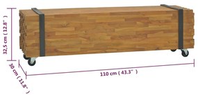 Έπιπλο Τηλεόρασης 110 x 30 x 32,5 εκ. από Μασίφ Ξύλο Teak - Καφέ