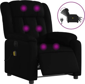 vidaXL Πολυθρόνα Μασάζ Ανακλινόμενη Ηλεκτρική Μαύρη Συνθετικό Δέρμα