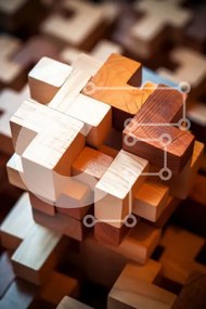 Intra Συλλεκτικό Ξύλινο Παζλ Plywood  4mm - Στοιβαγμένα ξύλινα κομμάτια παζλ Σε Ξύλινο Κουτί - Διαστάσεις Puzzle: 10x10 cm – 25 κομμάτια