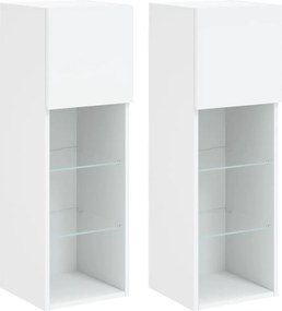 vidaXL Έπιπλα Τηλεόρασης με LED 2 τεμ. Λευκά 30,5x30x90 εκ.
