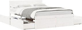 vidaXL Σκελετός Κρεβ. Χωρίς Στρώμα Λευκό 140x190 εκ Μασίφ Πεύκο