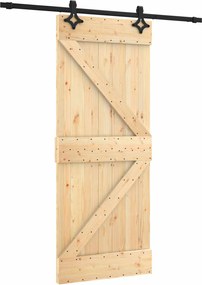 vidaXL Συρόμενη Πόρτα Φυσικό και Μαύρο 85 x 210 cm