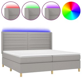 ΚΡΕΒΑΤΙ BOXSPRING ΜΕ ΣΤΡΩΜΑ &amp; LED ΑΝ.ΓΚΡΙ 200X200ΕΚ. ΥΦΑΣΜΑΤΙΝΟ 3138981