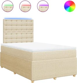 vidaXL Κρεβάτι Boxspring με Στρώμα Κρεμ 120x190 εκ. Υφασμάτινο