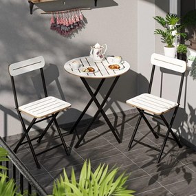 Stewehome Στρογγυλό Bistro Σετ Τραπέζι και Καρέκλες Κήπου / Λευκό