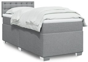 vidaXL Κρεβάτι Boxspring με Στρώμα Ανοιχτό Γκρι 80x200 εκ. Υφασμάτινο