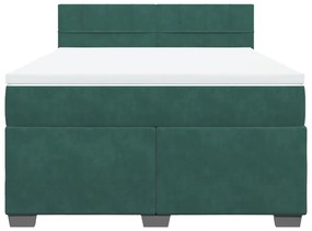 Κρεβάτι Boxspring με Στρώμα Σκούρο Πράσινο 140x200εκ. Βελούδινο - Πράσινο