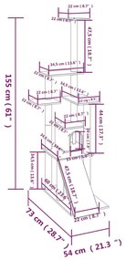 Γατόδεντρο Aνοιχτό Γκρι 155 εκ. με Στύλους Ξυσίματος από Σιζάλ - Γκρι