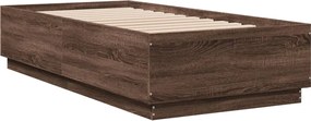 vidaXL Πλαίσιο Κρεβατιού με LED Καφέ Δρυς 75x190 εκ. Επεξεργ. Ξύλο