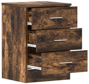 vidaXL Κομοδίνο Καπνιστή Δρυς 38 x 35 x 56 εκ. από Επεξεργασμένο Ξύλο