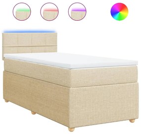 ΚΡΕΒΑΤΙ BOXSPRING ΜΕ ΣΤΡΩΜΑ ΚΡΕΜ 90X200 ΕΚ.ΥΦΑΣΜΑΤΙΝΟ 3289644