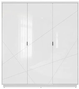Ντουλάπα Boston CE116, Άσπρο, Γυαλιστερό λευκό, 201x180x57cm, 158 kg, Πόρτες ντουλάπας: Με μεντεσέδες, Αριθμός ραφιών: 4, Αριθμός ραφιών: 4