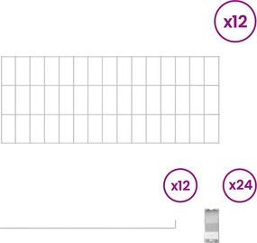 vidaXL Περίφραξη Κήπου με Στήλες 12 τμχ. 75 x 30 εκ. Ασημί
