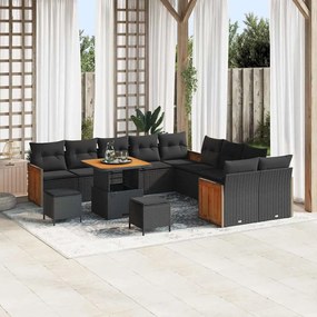 vidaXL Σετ Καναπέ Κήπου 13 pcs Μαύρο 80 x 80 x 71 cm συνθετικό ρατάν