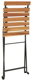 Καρέκλες Bistro Πτυσσόμενες 4 τεμ. Μασίφ Ξύλο Teak και Ατσάλι - Καφέ