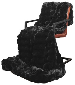 vidaXL Ψεύτικη κουβέρτα από κουνέλι Olite Μαύρο 220 x 240 cm