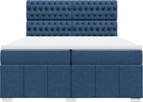 vidaXL Κρεβάτι Boxspring με Στρώμα Μπλε 200x200 εκ. Υφασμάτινο