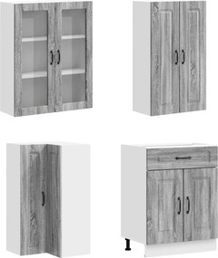 vidaXL Μονάδα κουζίνας KALMAR 8 pcs Γκρι Sonoma Επεξεργασμένο Ξύλο