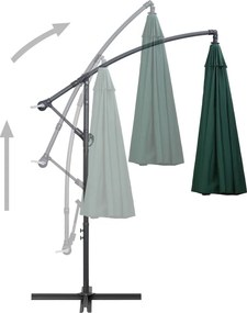 vidaXL Ομπρέλα Κρεμαστή Πράσινη 3 μ. με Ιστό Αλουμινίου