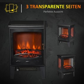 Elektrokamin mit Heizung, 2000 W elektrischer Kamin mit LED Flammeneffekt