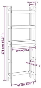 Ραφιέρα Για Τουαλέτα Γκρι 63 x 26 x 171 εκ. Μασίφ Ξύλο Πεύκου - Γκρι