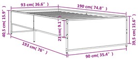 ΠΛΑΙΣΙΟ ΚΡΕΒΑΤΙΟΥ ΚΑΠΝΙΣΤΗ ΔΡΥΣ 90 X 190ΕΚ. ΕΠΕΞ.ΞΥΛΟ &amp; ΜΕΤΑΛΛΟ 845248