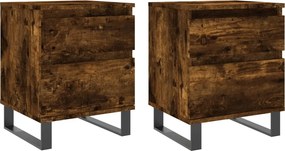 vidaXL Κομοδίνα 2 τεμ. Καπνιστή Δρυς 40 x 35 x 50 εκ. Επεξεργ. Ξύλο