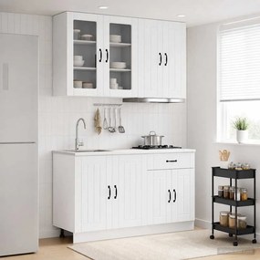 vidaXL Μονάδα κουζίνας LUCCA 4 pcs Γυαλιστερό Λευκό Επεξεργασμένο Ξύλο